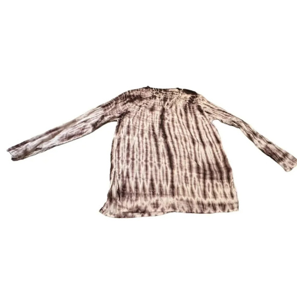 Tie dye top gauzy material measures L/XL Reddish Brown & Tan EUC - Picture 2 of 5